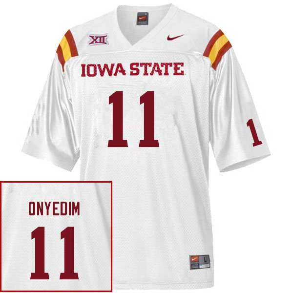 Men #11 Tyler Onyedim Iowa State Cyclones College Football Jerseys Sale-White